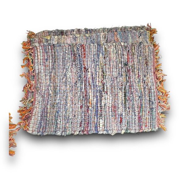 4 Vintage Handwoven Rag Rug Placemats Boho Style Cotton Set 19"x14" EUC Rustic - Picture 9 of 10